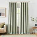 Vision Home Green Linen Full Blackout Curtains 84 inch Length for Bedroom Living Room Darkening Soundproof Window Panels Thermal Insulated Rod Pocket Back Tab Farmhouse Drapes 56" Wx84 Lx2