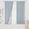 Vision Home Chambray Blue Blackout Curtains 63 inch for Bedroom Thermal Insulated Room Darkening Window Treatment Set Rod Pocket Back Tab Modern Soundproof Grayish Blue Drapes 2 Panels 50" Wx63 L