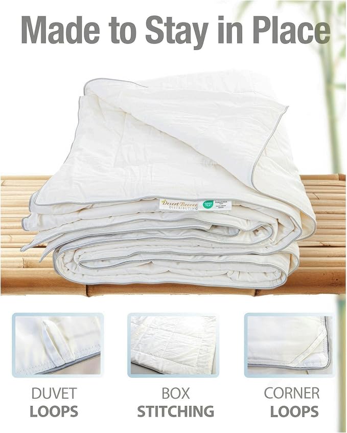 Cooling Comforter, 100% Viscose Fill, Cover: 60% Viscose, 40% Cotton, Lightweight Duvet Insert, Breathable Summer Quilt, Twin Size (73x94 Inches), Imported