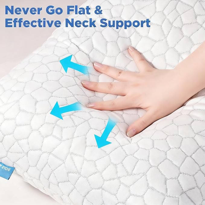 Side Sleeper Pillow for Side and Back Sleepers -Cooling Cervical Neck Pillows for Neck and Shoulder Pain Relief, Adjustable Shredded Memory Foam Pillows King Size Set of 2, Bed Pillow for Adults