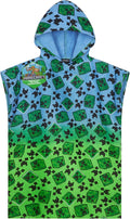 Minecraft Towelling Poncho Kids Teens Hooded Bath Towels Absorbent Beach Towel (Multi, 6-9 Years)