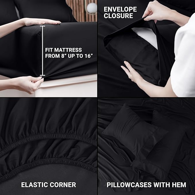 Utopia Bedding Twin Bed Sheets Set - Pack of 10 Sheet Sets - Perfect for Spa, Hotel, & Guest Bedroom - Brushed Microfiber - Shrinkage and Fade Resistant - Easy Care (Black)