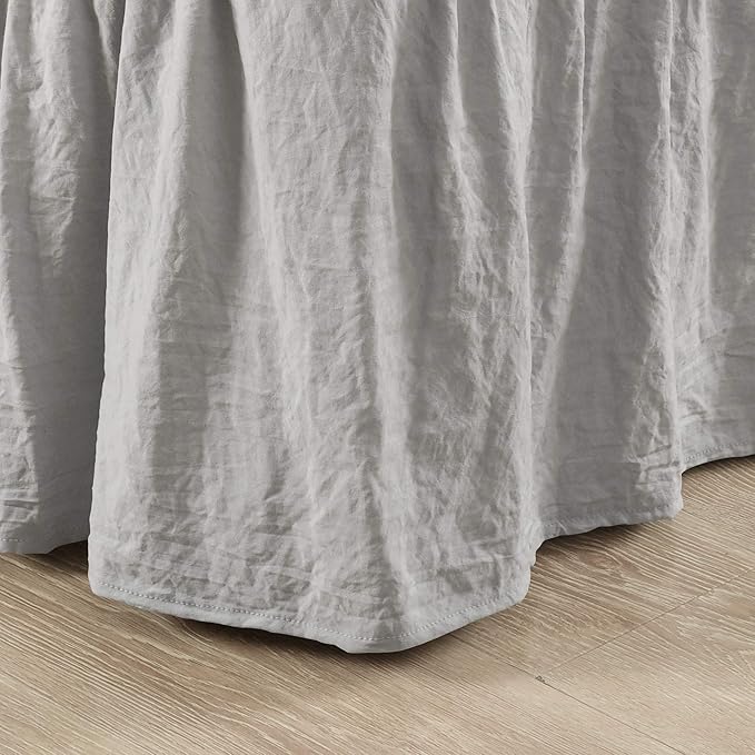 Lush Decor Ruched Ruffle Elastic Easy Wrap Around Bed Skirt Single Twin/Twin XL/Full Light Gray - Twin Bed Skirt - Dust Ruffle - Gray Bedskirts