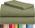 LuxClub 3 PC Twin Sheet Set, Deep Pockets Wrinkle Free Cooling Bed Sheets Hotel Bedding for Women, Men, Kids & Teens, Includes 1 Fitted Sheet, 1 Flat Sheet and 1 Pillowcase-Silky Soft Olive