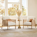 CHITA Braid Accent Chair Set of 2, Modern Armchair with Solid Wooden Armrest for Living Room and Bedroom, Boho Reading Chair, Cream