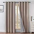 100% Blackout Curtains 108 Inches Long 2 Panels Set, Black Out Curtains for Living Room, Beige Thermal Insulated Grommet Drapes Bedroom Luxury Decor Privacy(52W × 108L inch, Beige)