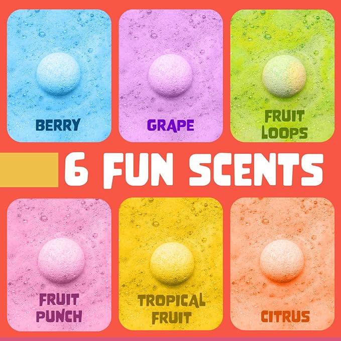 Superhero Bath Bombs for Kids with Surprise Toys Inside (6 Pack) - Large Bubble Bomb Fizzies for Boys, Girls, & Toddlers - Fruity Scents, Relaxing Aromas, Made in USA, Birthday Gift by Two Sisters