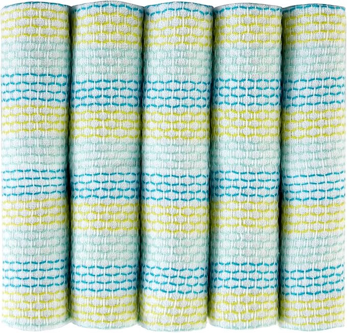 Full Circle Tidy 100% Organic Cotton Dish Cloths, Set of 5, Spring Green
