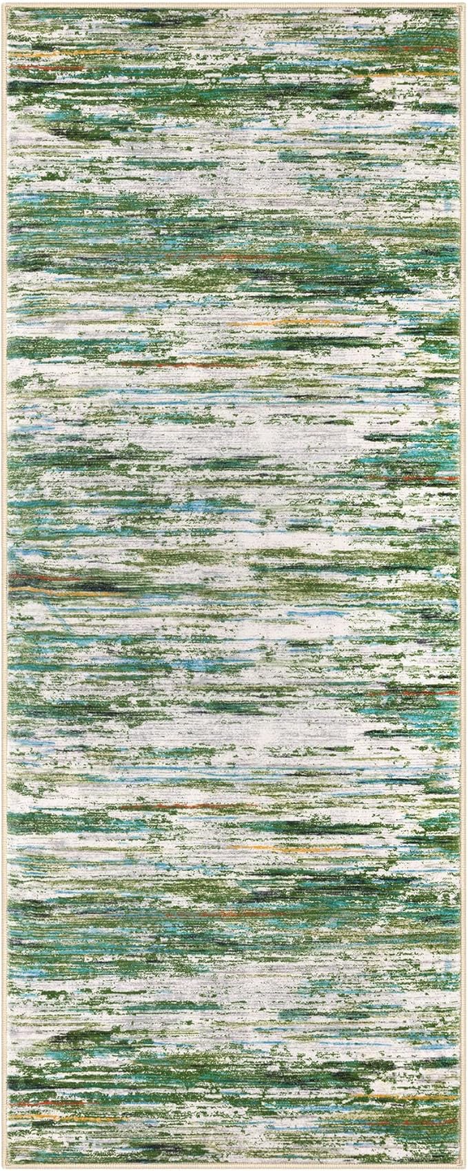 2x5 Modern Abstract Runner Rug for Hallway, Green Grey Multi Super Soft Hallway Decor Kitchen Rugs with Non-Slip, Non-Shedding Washable Rug for Hallways Entryway Bedroom Laundry Indoor