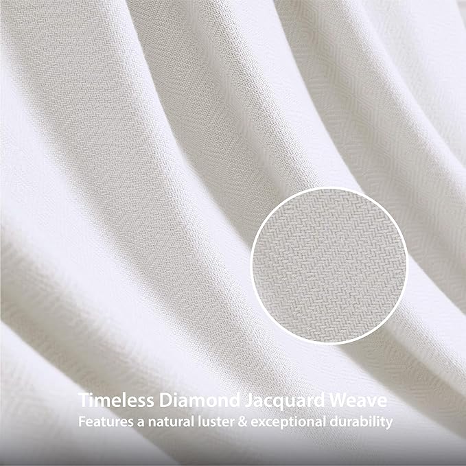 Queen Size Blanket, 70% Rayon (Derived from Bamboo) and 30% Cotton, Lightweight Jacquard Weave, Breathable and Soft Summer Blanket for Bed or Couch, 90” x 90”, White