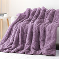Cottonblue Jacquard Weighted Blanket 15 lbs for Adults Queen Twin Full Size, Fuzzy Sherpa Fleece Weighted Throw Blankets 60x80 in for Relax & Sleep, Cozy Heavy Bed Blankets with Cemaric Beads, Purple
