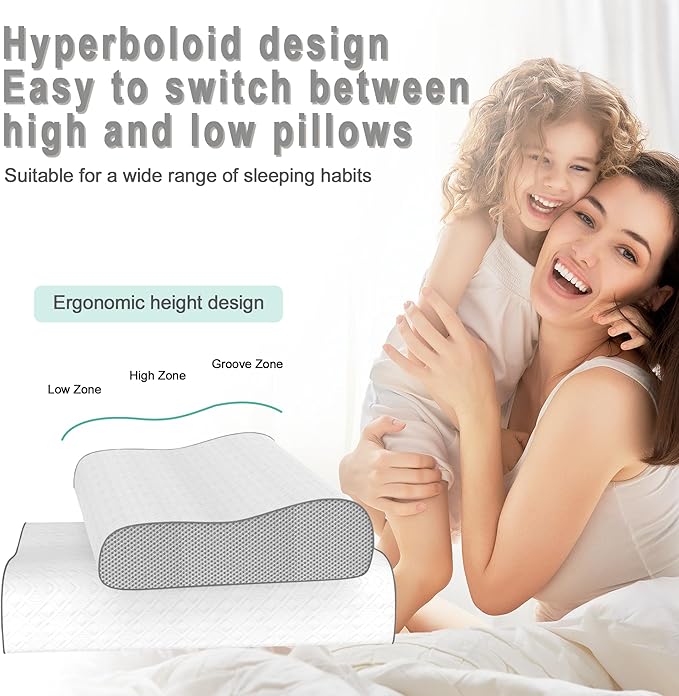 Memory Foam Pillow, Cervical Pillow for Neck Pain Relief, Ergonomic Adjustable Contour Bed Pillow for Side, Back & Stomach Sleepers (2, 23.6x15.7in)