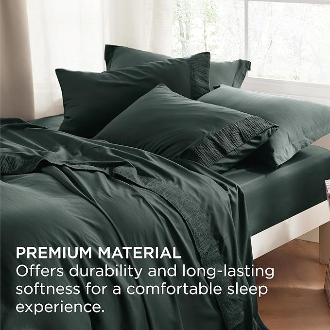 Bedsure Full Size Bed Sheets - 4 Pieces Soft Full Sheet Set - Breathable & Cooling - Hotel Luxury - Easy Care Polyester Microfiber Bedding for Women, Men, Forest Green
