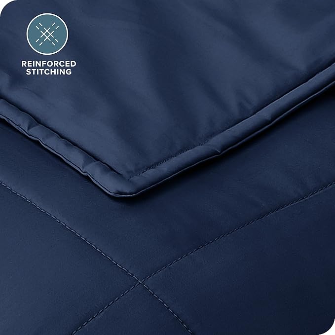 Bare Home Weighted Blanket Full or Queen Size 15lb (48" x 72") for Adults - All-Natural 100% Cotton - Premium Heavy Blanket Nontoxic Glass Beads (Dark Blue, 48"x72")