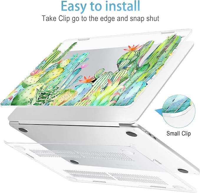 Mektron for 2025 M4 MacBook Air 13.6 Inch A3240 Case Fits 2023 A2681 M2 2024 A3113 M3 Chip with Liquid Retina Display, Printed Plastic Hard Shell Cover for MacBook Air 13.6", Watercolor Cactus