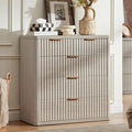 LEYAOYAO Fluted 5 Drawers Dresser for Bedroom Set of 2, 34" Tall Modern Chest of Drawers with Metal Handle, Curved Profile Design,Wood Drawer Organizer for Bedroom, Living Room, Hallway,Lightgrey