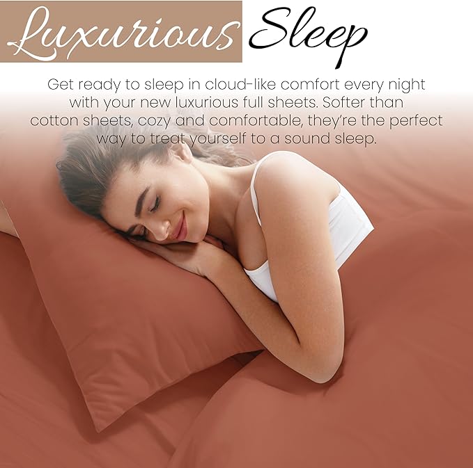 Linen Market Bed Sheets for Full Size Bed (Clay) - Sleep Better Than Ever with These Soft and Cooling Full Sheets - Deep Pocket Fits 16" Thick Beds - 4 Piece Full Sheet Set