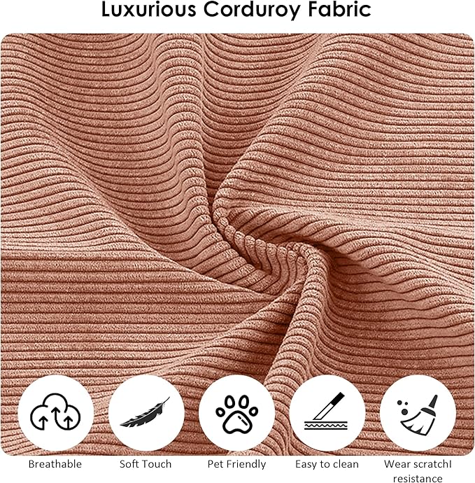 80" Convertible Sofa Bed, Corduroy Deep Seat Folding Pull Out Couch with Pillows, No Assembly Modern Boneless Couch Compression Sofa in Box, Floor Sofa with Storage Pocket for Living Room,Pink