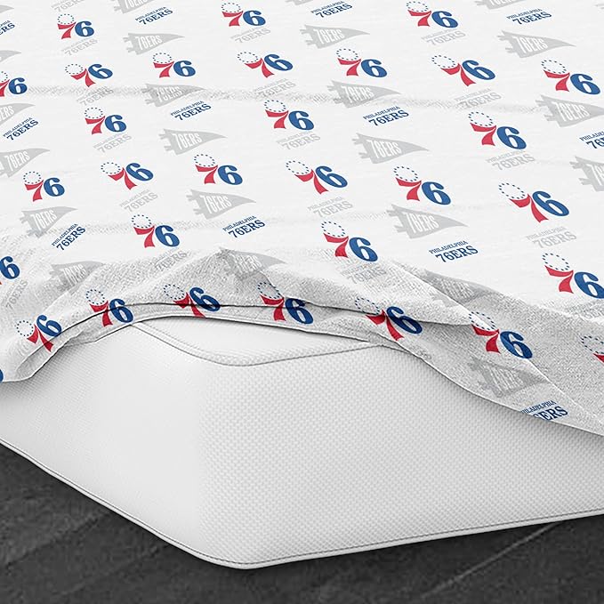 Northwest Officially Licensed Philadelphia 76ers NBA Queen Size Sheet Set – Soft Team Logo Bedding for Dorms, Bedrooms, Fan Caves & Game Day Style