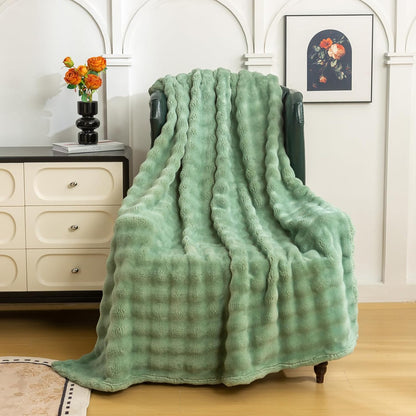 YUSOKI Luxury 3D Bubble Throw Blanket 2lb,All Ages,Home Decoration, (Sage Green,50 * 60inches)