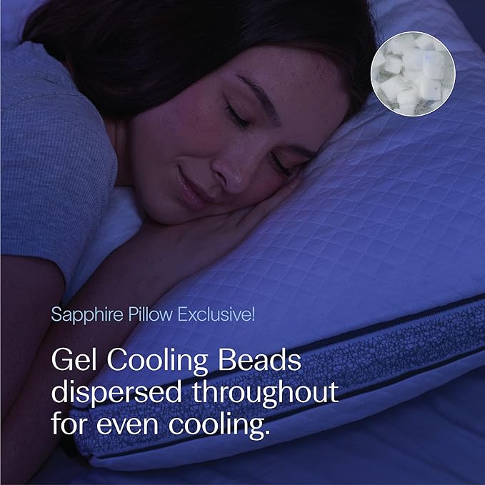 DreamyBlue Gusseted Sapphire Pillow • Adjustable Loft, Luxury Cover, Shredded Memory Foam Fill w/Cooling Beads • Ideal for Wide Shoulders • Neutral Alignment for All • CertiPUR-US Certified (King)