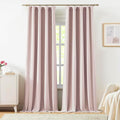Vision Home Pink Linen Full Blackout Curtains 95 inch Long for Bedroom Living Room Darkening Light Blocking Window Panels Thermal Insulated Rod Pocket Back Tab Neutral Drapes 56" Wx95 Lx2