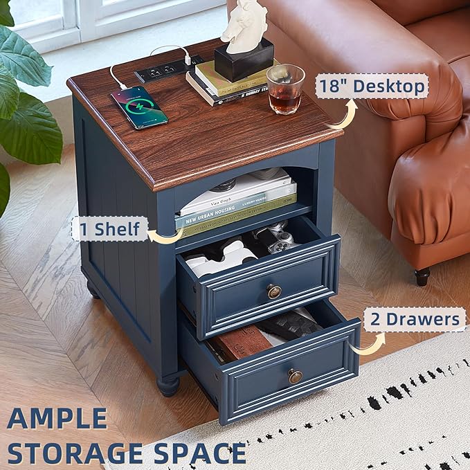 Farmhouse Dressers & Night Stand Set of 4, Wood 54" Wide Dresser & 45" Tall Chest of Drawers, 18" with Charging Station Nightstand Set of 2, Bedroom Furniture Dresser Set for Home Living Room Hallway