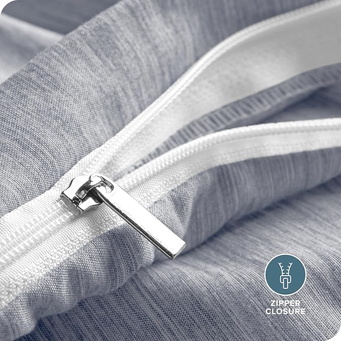 Bare Home Bedding Duvet Cover Oversized Queen Size - Premium 1800 Super Soft Collection - Lightweight, Duvet Cover - Soft Textured (Oversized Queen, Heathered Midnight Blue)