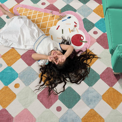 jinchan Runner Rug 2x5 Kids Hallway Washable Rug Indoor Soft Non Slip Modern Diamond Carpet for Nursery Room Bedroom Kitchen Laundry Room Confetti on Cream