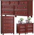 Farmhouse Dressers & Night Stand Set of 4, Wood 54" Wide 7 Drawer Dresser & 45" Tall Chest of Drawers, 18" Roman Column Nightstand Set of 2, Bedroom Furniture Dresser Sets for Home Living Room Hallway
