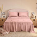 California King Sheets, Rayon Derived from Bamboo, Cooling Bed Sheets Set,Deep Pocket Up to 16", 4 Pieces Silky Soft, Breathable Bedding Sheets & Pillowcases(Pink,California King)
