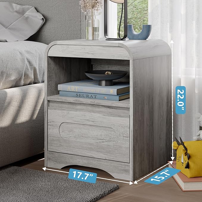 4 Pcs Bedroom Set, Dresser and Nightstand Sets, Modern Wooden Tall 6 Drawer Dressers, Wide 6 Drawers Dresser & Night Stand Set of 2 for Bedroom, Grey