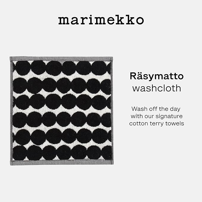MARIMEKKO Räsymatto Terry Cotton Washcloth – Polka Dot Patterned Washcloths – 12 in x 12 in