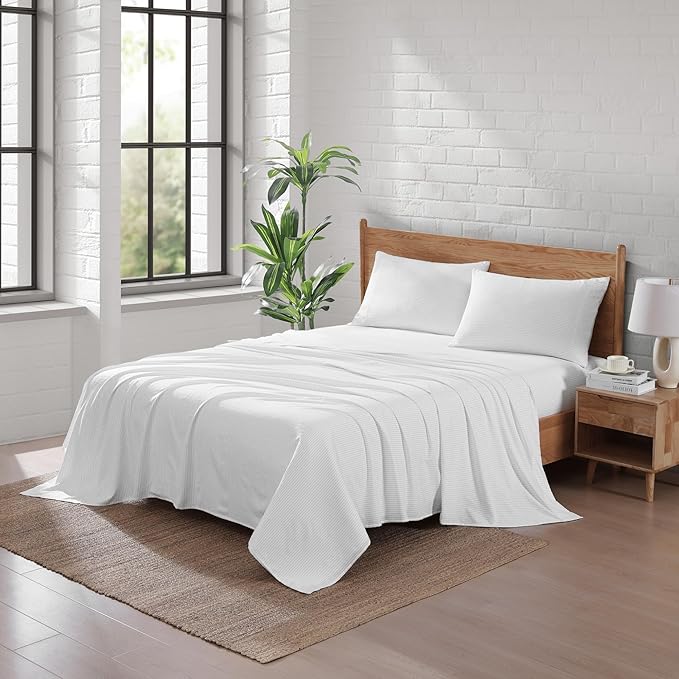 Casa Platino Twin Sheets, Pre-Washed Soft & Breathable Bed Sheets Set, 3 Piece Set, Brushed Cozy Microfiber Bedding, Fade Resistant, Deep Pocket Sheets – Ticking Stripe Silver