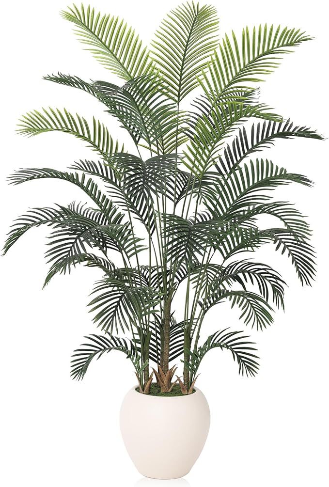 Artificial Palm Tree Plant - 8FT Tall Fake Tree with Realistic Look & UV Protection - Large Indoor Outdoor Faux Floor Plant for Home Office Decor