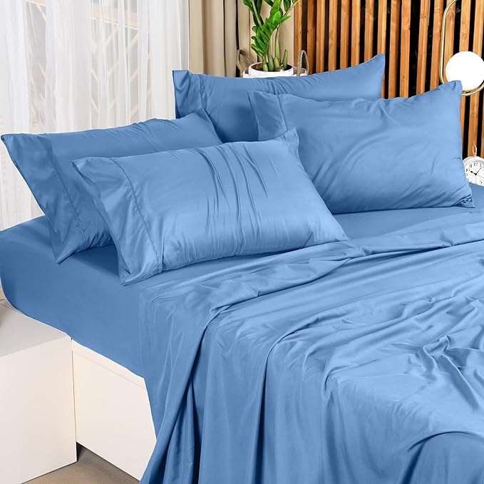 Utopia Bedding King Sheet Set – 4 Piece Bed Sheets for King Size Bed, Soft and Breathable Microfiber, Includes 1 Fitted Sheet, 1 Flat Sheet and 2 Pillowcases (Dutch Blue)