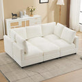 89'' Modular Sectional Cloud Sofa Bed, 6-Seater Convertible Sofa Couch with Ottoman, Modern Deep Seat Sleeper Sofa for Living Room, Chenille Beige