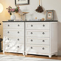 Farmhouse 4 Drawer Dresser for Bedroom Set of 2, 35" Tall Small Dressers & Chest of Drawers, Rustic Wood Dresser with Metal Handle, Storage Organizer Closet for Living Room, Hallway, Entryway