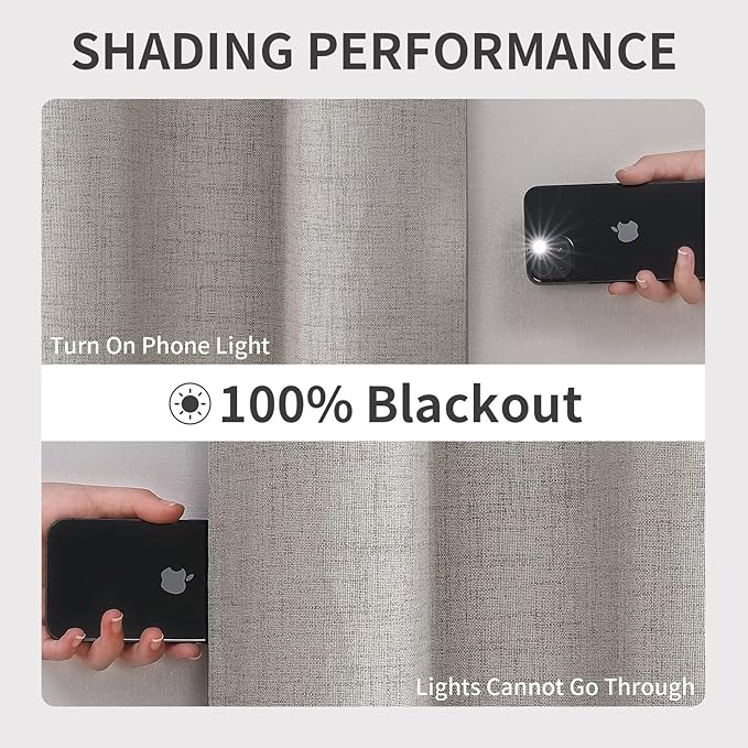 Joydeco Total Blackout Curtains Customize for Living Room Bedroom, Greyish White Grommet Privacy Thermal Insulated Room Darkening Curtain 1 Panel (Custom Size, Color)