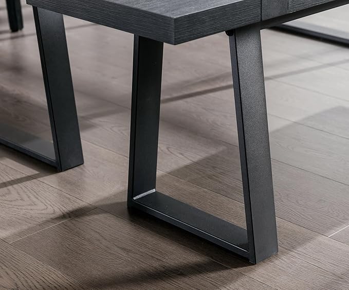 Wahson 60" Black Dining Bench, Wooden Table Bench with Metal Legs, Modern Kitchen Bench for Enrtyway/Indoor/Dining Room