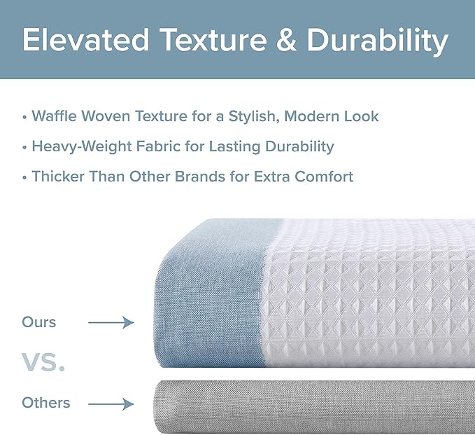 Madison Park Shower Curtain Spa Waffle Weave Long Shower Curtain for Bathroom 3M Scotchgard Moisture Management, Spa Quality Modern Shower Curtains for Bathroom, Long 72x78 Blue