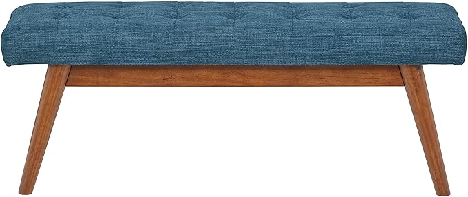 Amazon Basics Modern Haraden Upholstered Button-Tufted Bench, Blue, 16 x 44 x 17 in