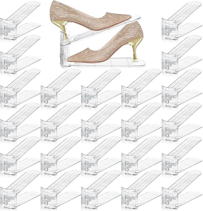 Shoe Slots Organizer for Closet,30 Pack Shoe Stacker Shoes Rack Organizer for Closet Space Saver Storage Shoe Holder Organization(Transparent)