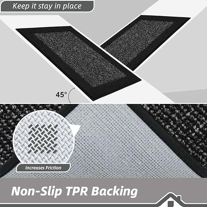 BEQHAUSE Indoor Door Mat 20" x 32", Dirt Trapper Door Mats Non-Slip Entryway Rugs Washable, Resist Dirt Absorbent Welcome Mat, Low Profile Floor Mats for Front Back Door and Entryway, Black
