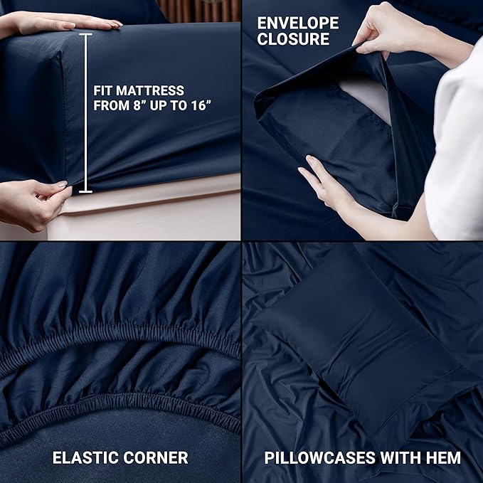 Utopia Bedding Twin Bed Sheets Set - Pack of 10 Sheet Sets - Perfect for Spa, Hotel, & Guest Bedroom - Brushed Microfiber - Shrinkage and Fade Resistant - Easy Care (Navy Blue)