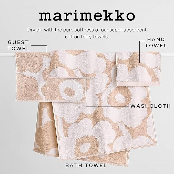MARIMEKKO Unikko Terry Cotton Guest Towel (Pink) – Floral Patterned Guest Towels – 20 in x 12 in