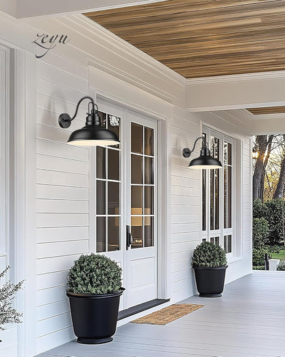 zeyu 2 Pack Gooseneck Barn Lights, Exterior Wall Mount Light for Porch, 18 Inch Modern barn Lights, Matte Black Finish, 016-1BL-2 BK