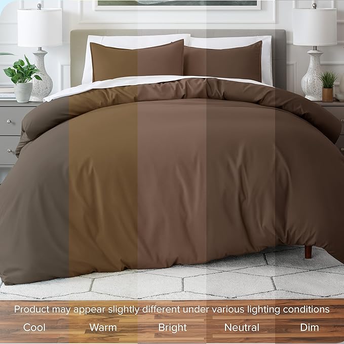 Bare Home Bedding Duvet Cover California King Size - Premium 1800 Super Soft Collection - Lightweight, Cooling - Soft Breathable Bedding Duvet Cover (Cal King, Cocoa)
