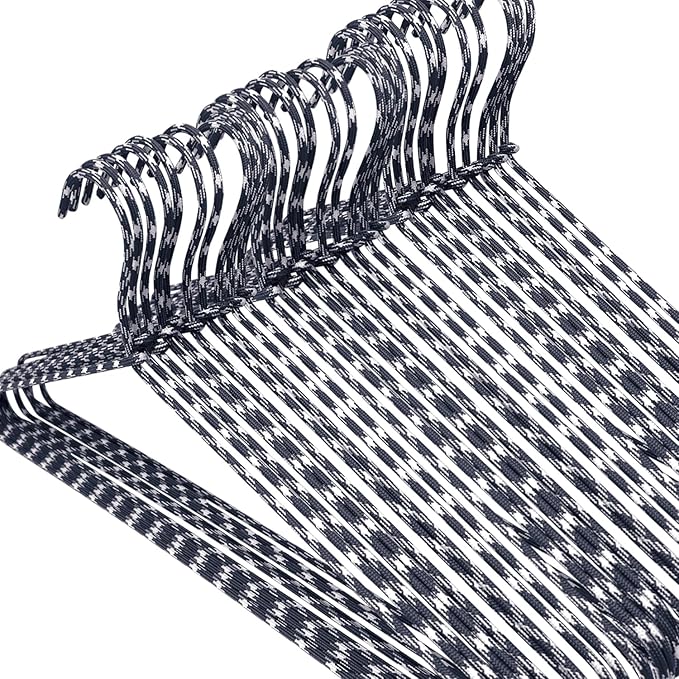Clothes Hangers 30 Pack Stylish Fabric Wrapped Metal, Space Saving Coat, Velvet, Pant Hangers for Closet Organization, Durable Non-Slip, Navy/White Wardrobe Essentials Bulk Storage