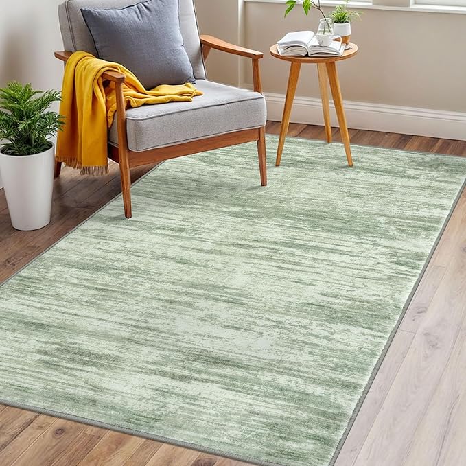3x5 Modern Abstract Area Rug for Entryway, Lime Green Super Soft Washable Rug with Non-Slip, Low-Pile Door Mat Indoor for Living Room Bedroom, Carpet with Non-Shedding